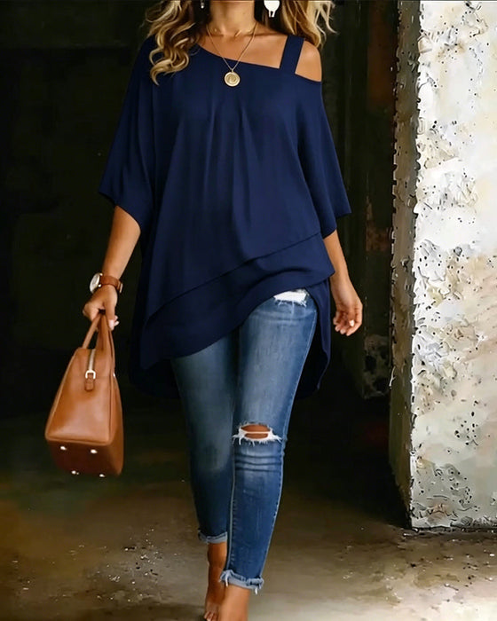 DELIA | Layered asymmetric hem blouse