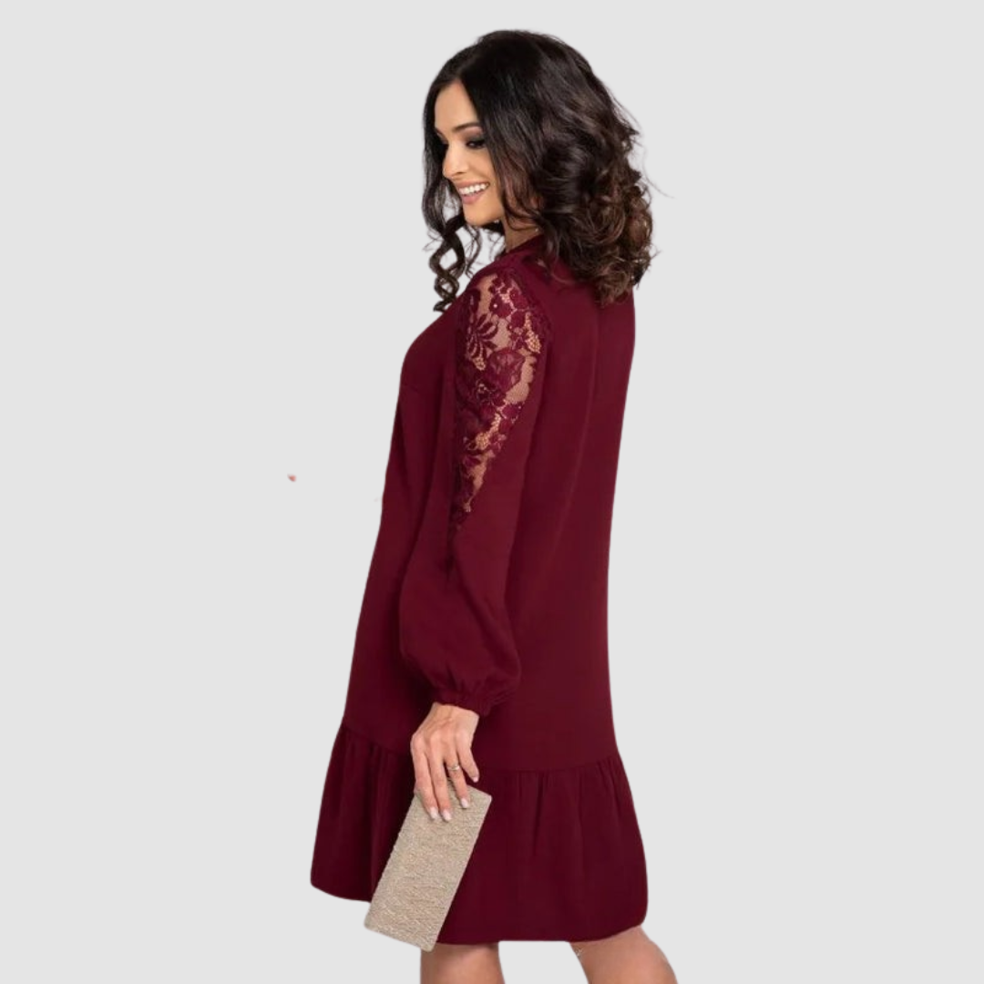 CAROLYN | Midi dress with lace sleeves