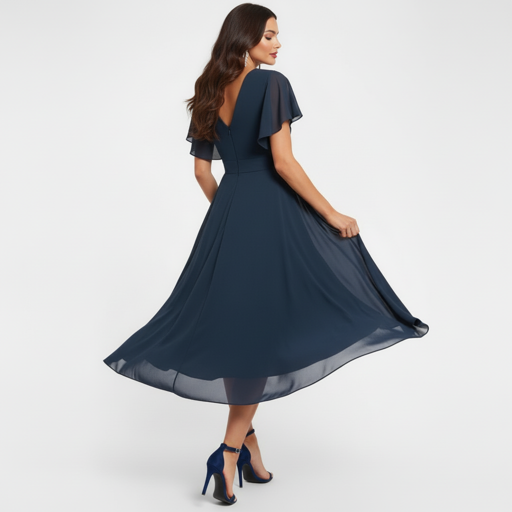 LOIS | V-neck maxi dress with flutter sleeves
