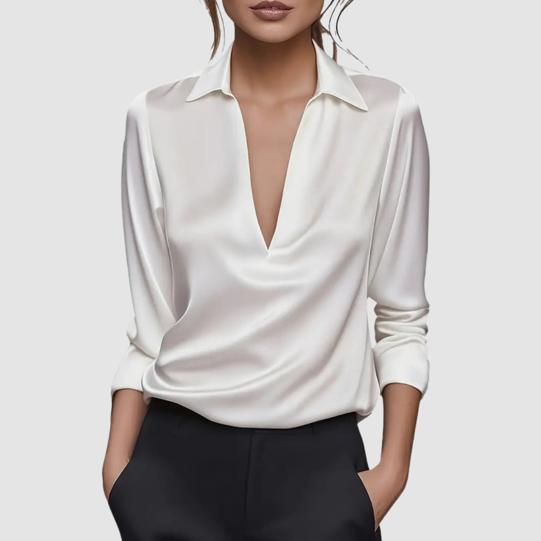 MURIEL | Satin V-neck blouse