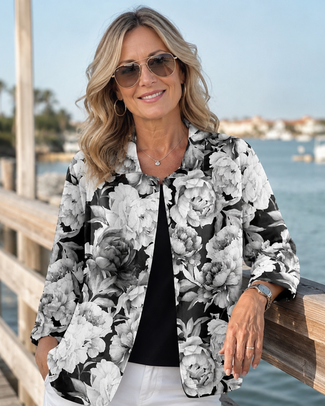 JANET | Engraved peonies in black and white