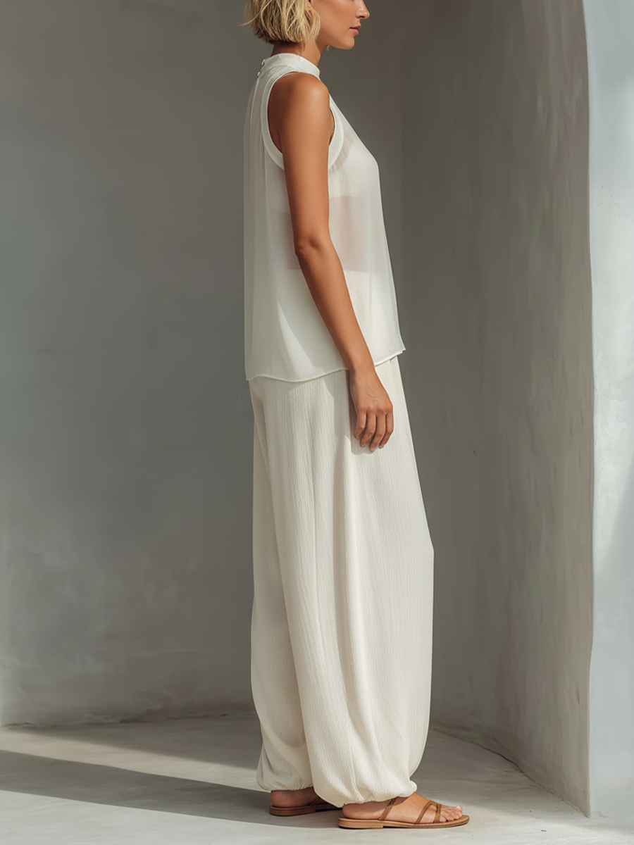 ARLENE | Sleeveless top with wide-leg trousers