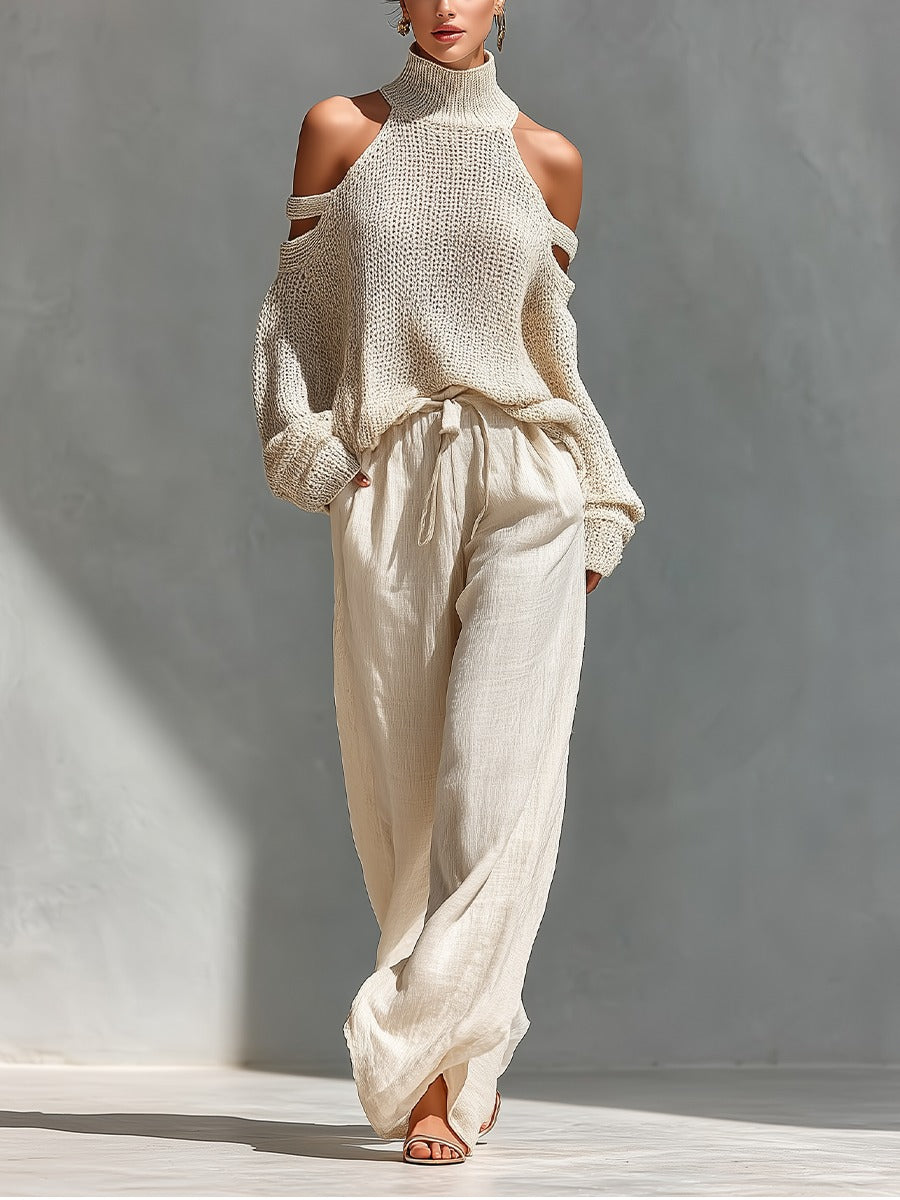 LORRAINE | Off-shoulder top with wide-leg trousers