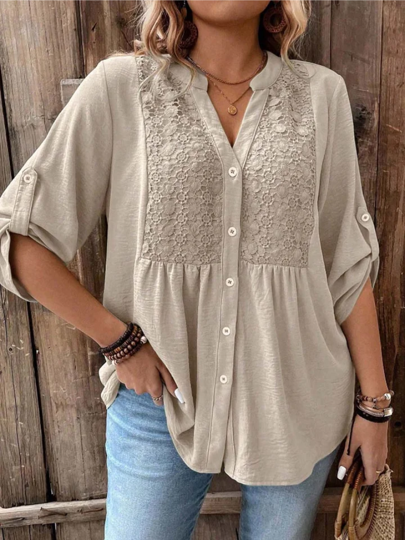 GERALDINE | Wide sleeve V-neck blouse