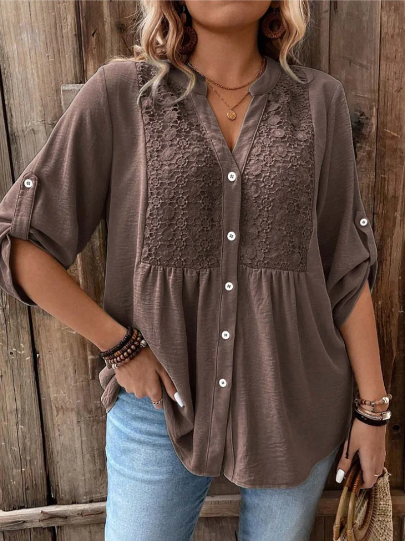 GERALDINE | Wide sleeve V-neck blouse
