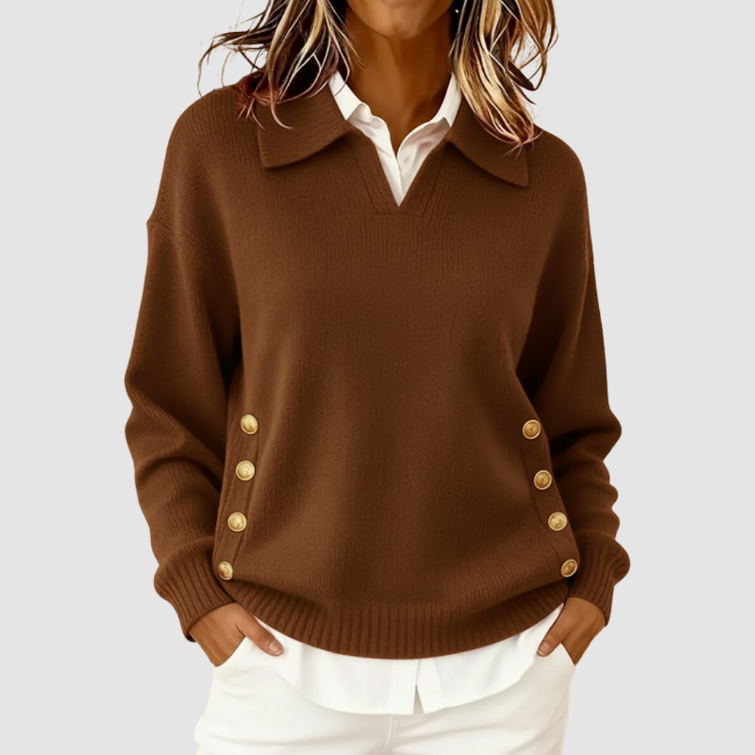 DIANE | Collared V-neck with side buttons
