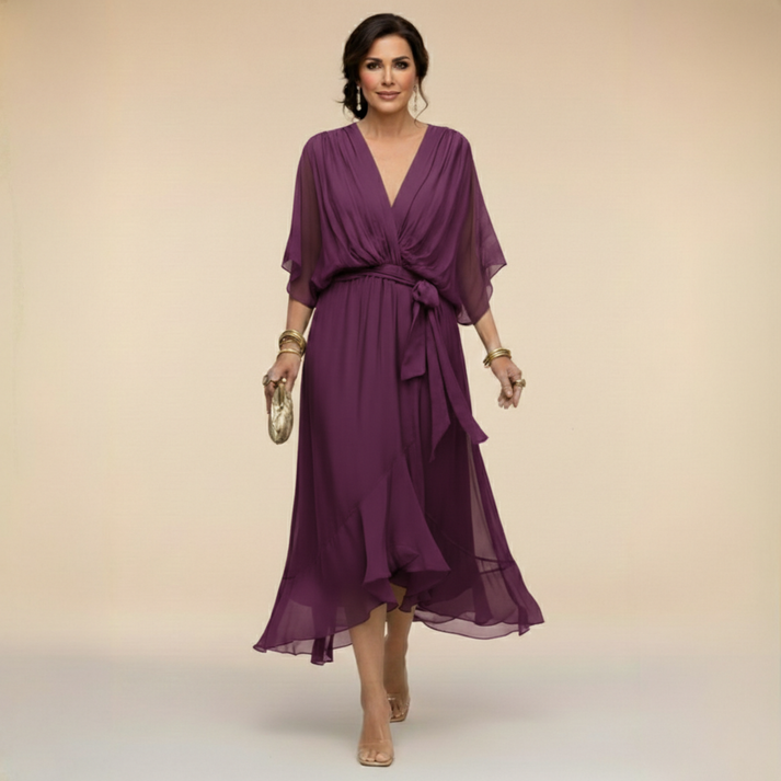 NANCY | V-neck dress with a waist tie