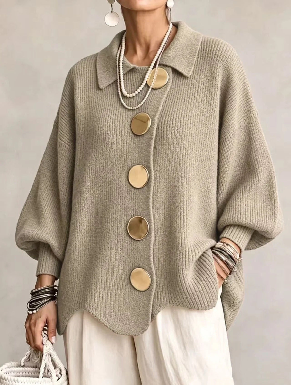 ADELAIDE | Oversized collared button cardigan