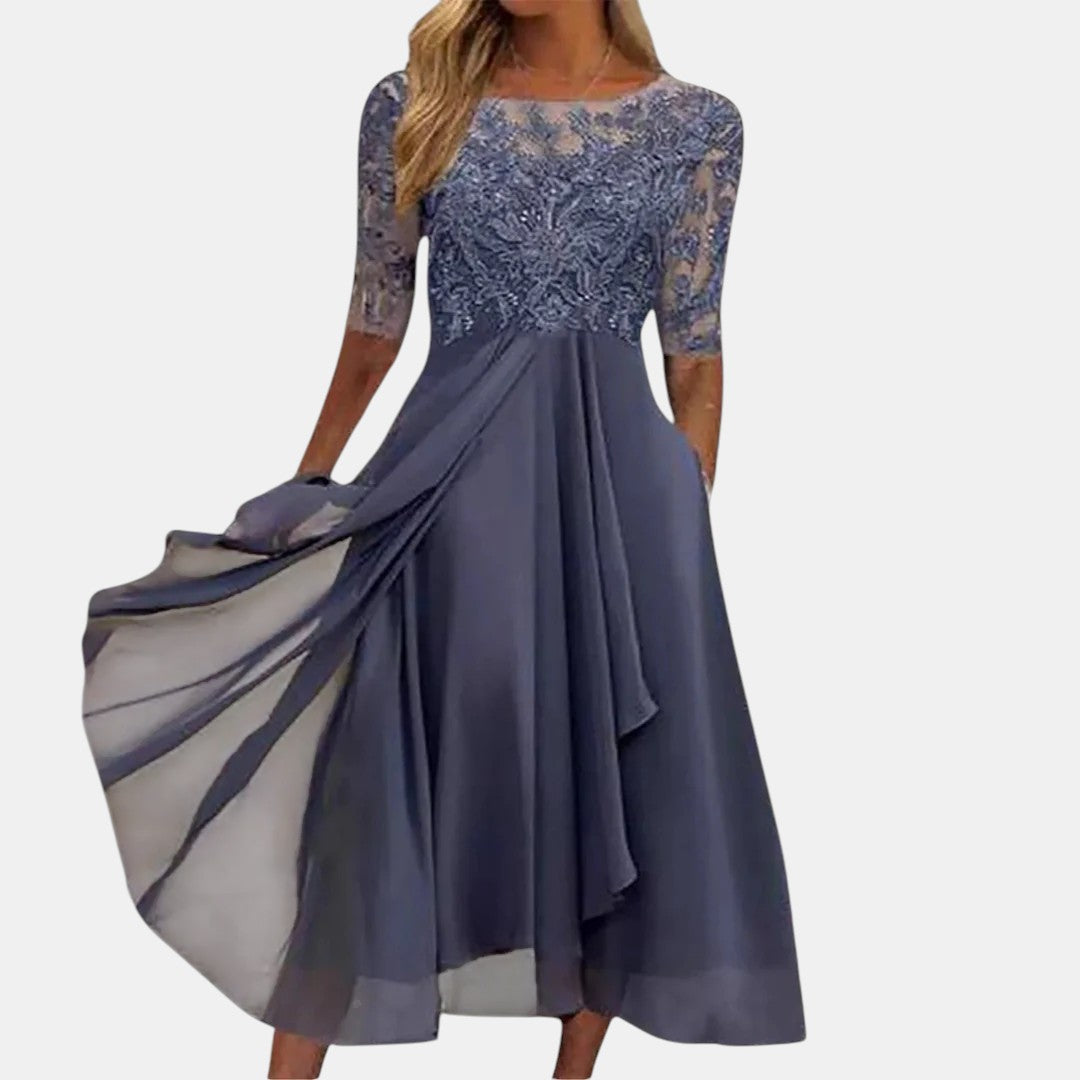 PRISCILLA | Lace dress with a layered skirt