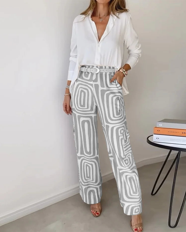 DOLORES | Draping blouse with relaxed pants
