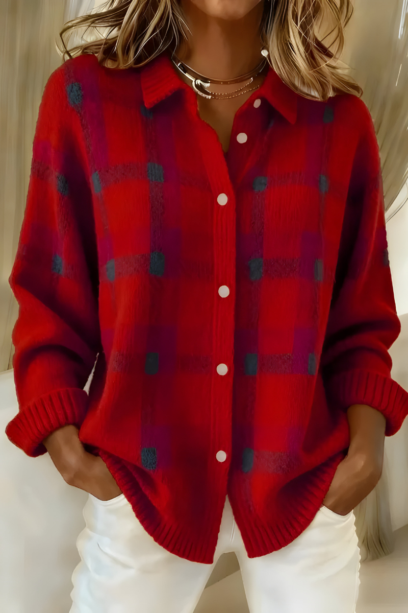 ANNA | Plaid knit for cool mornings