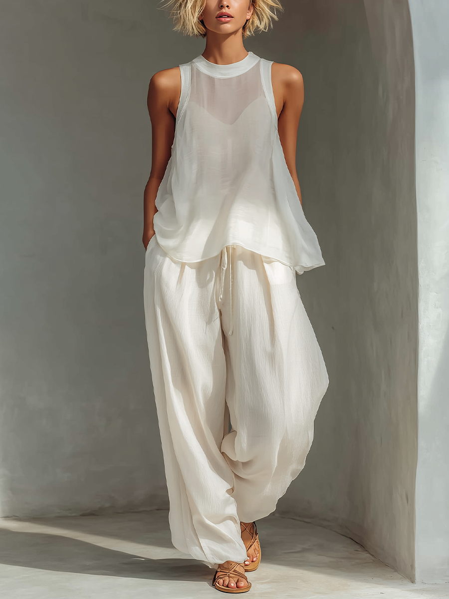 ARLENE | Sleeveless top with wide-leg trousers