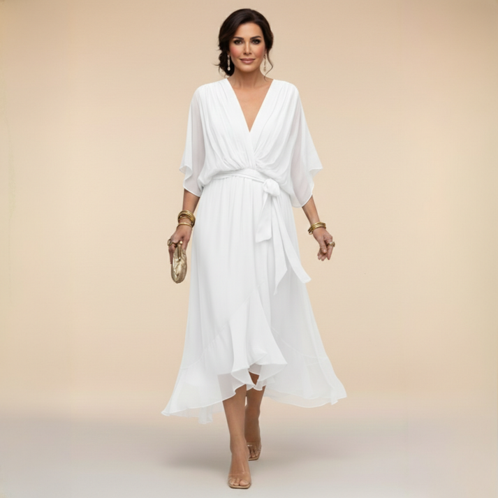 NANCY | V-neck dress with a waist tie