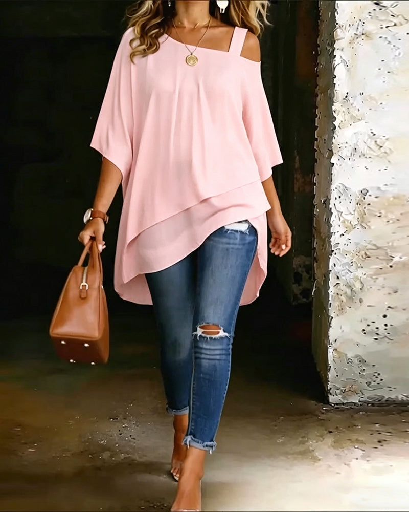 DELIA | Layered asymmetric hem blouse