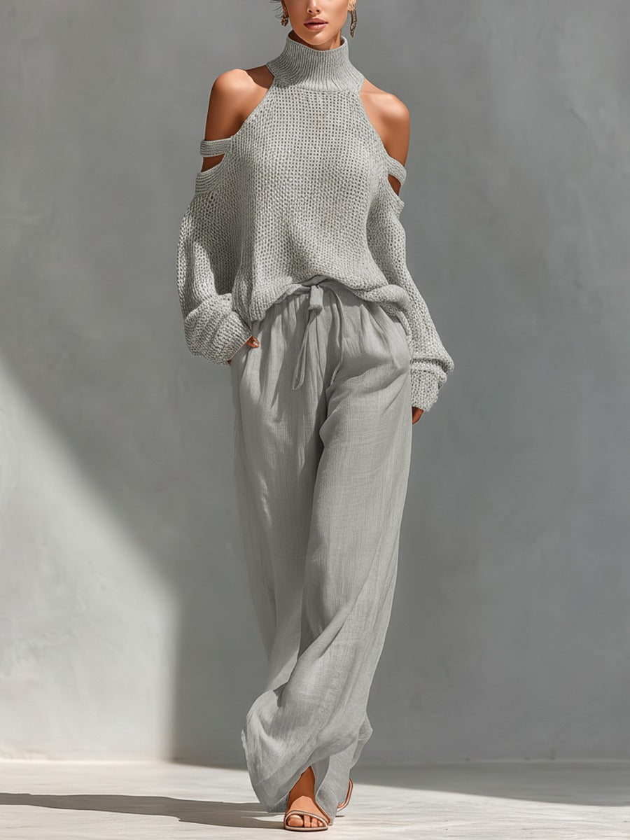 LORRAINE | Off-shoulder top with wide-leg trousers