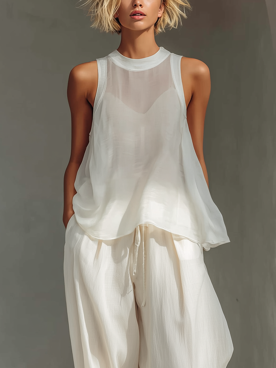 ARLENE | Sleeveless top with wide-leg trousers