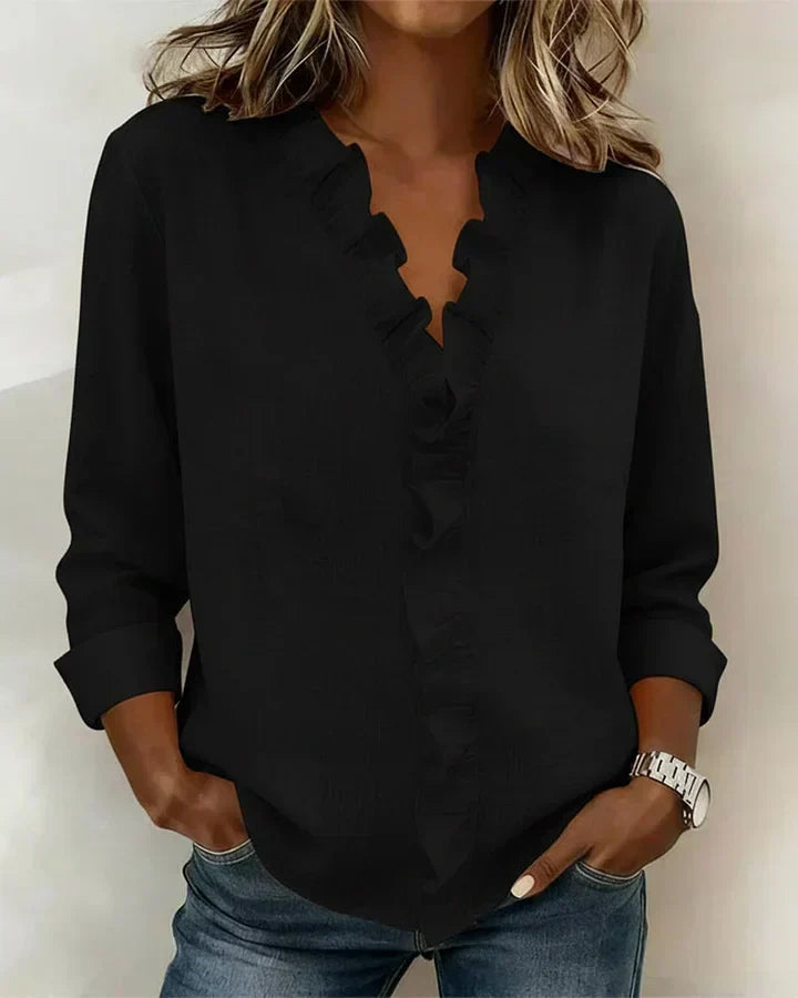FLORENCE | Ruffled V-neck with long sleeves