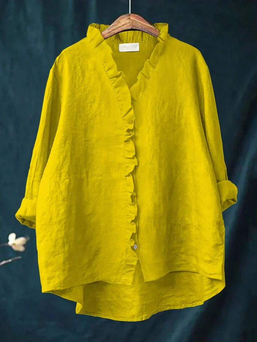 GENEVIEVE | Ruffle V-neck blouse