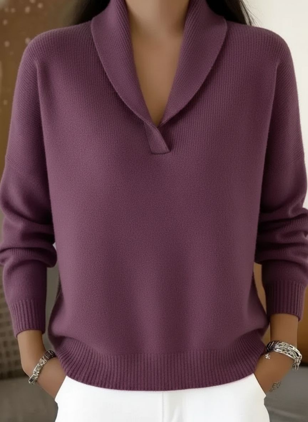 EVELINE | Draped V-neck sweater