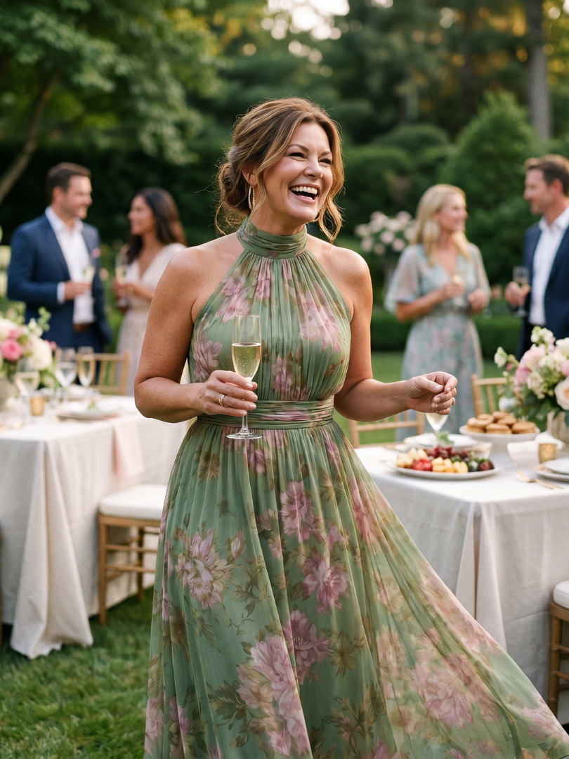 NORA | Sleeveless halter midi dress