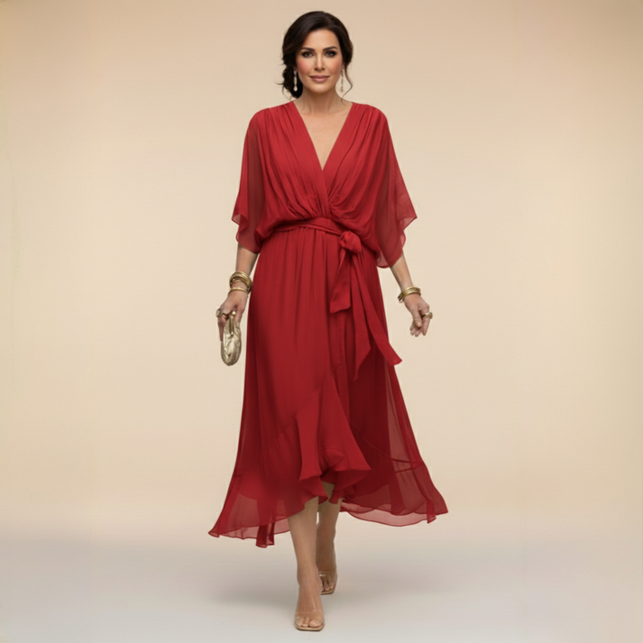 NANCY | V-neck dress with a waist tie