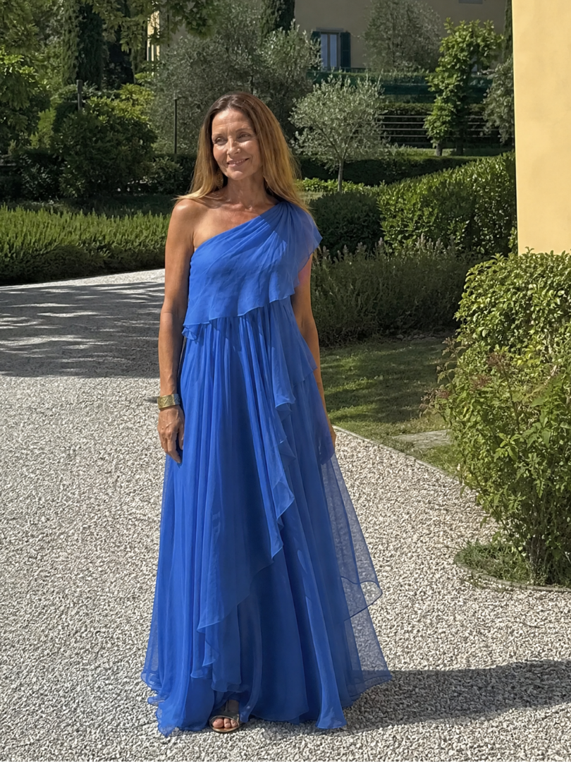 THERESA | One-shoulder maxi dress with cascading ruffles