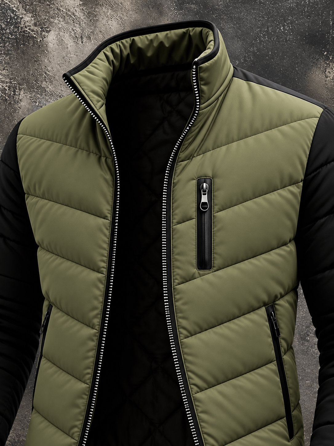 RORY | Two-tone puffer jacket with a stand collar