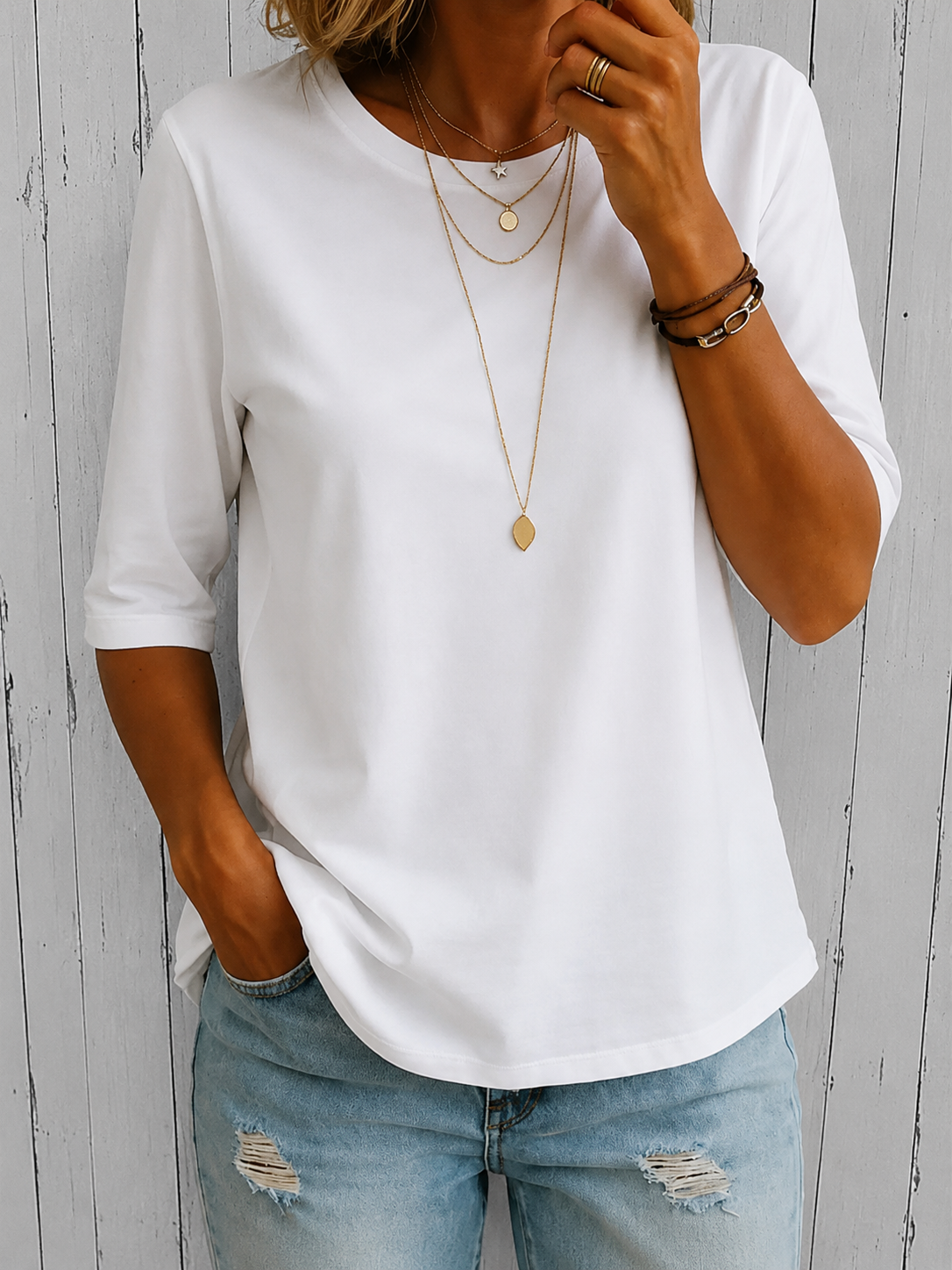 SHARON | Half sleeve top with arm coverage