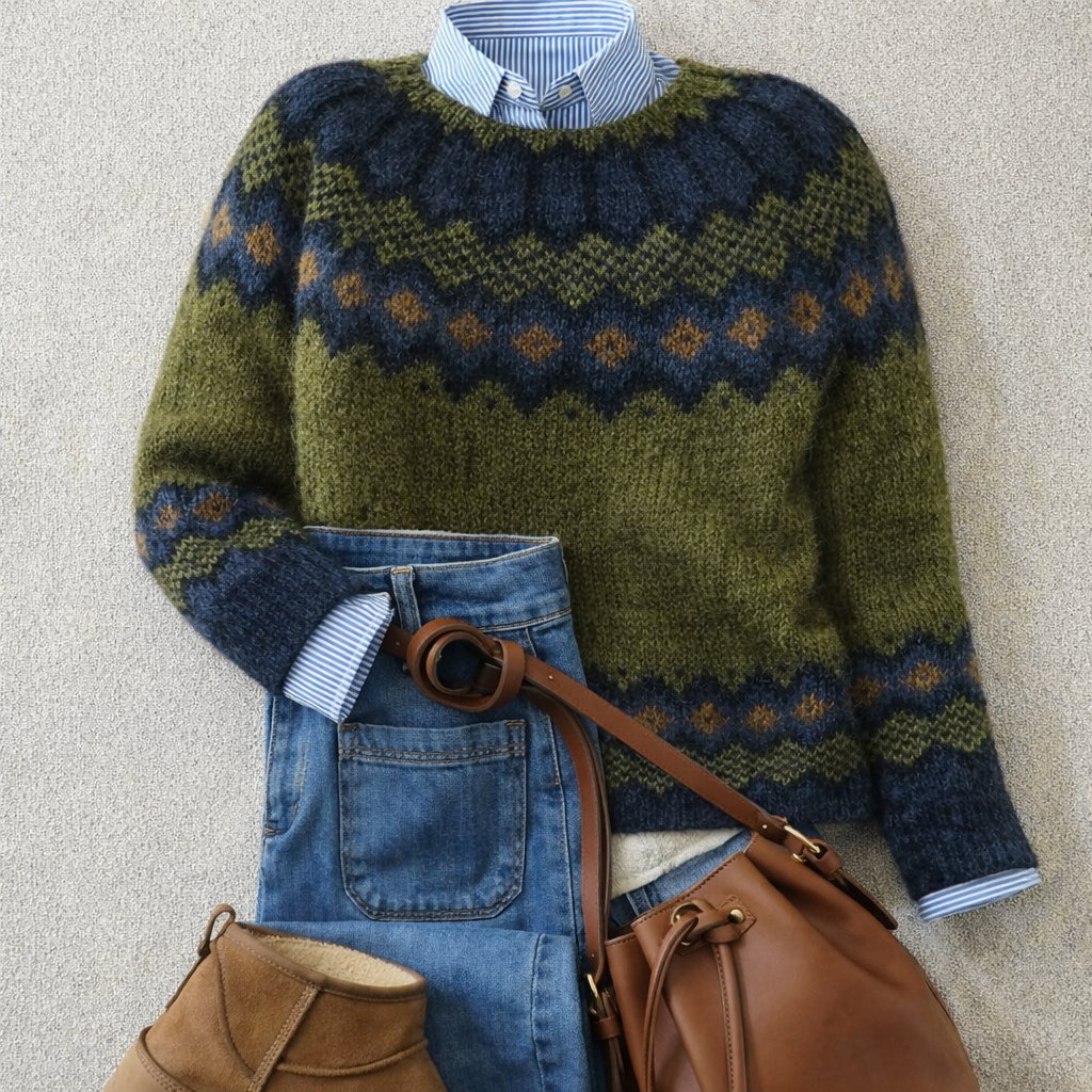 ALMA | Nordic pattern crewneck sweater