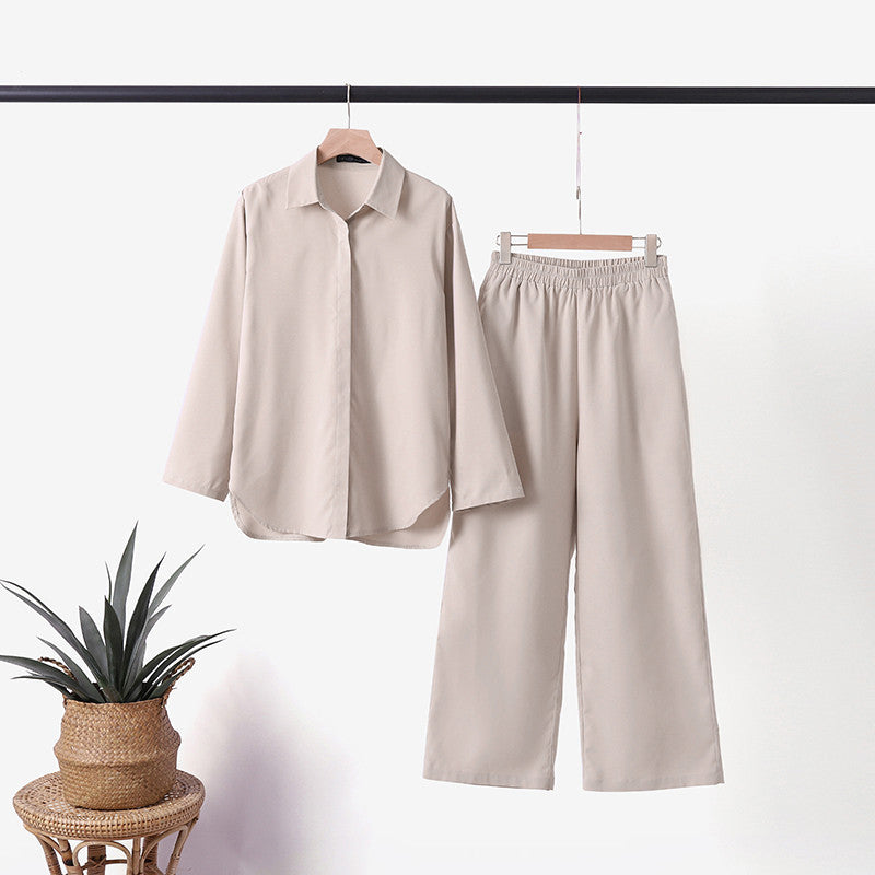COLLEEN | Button-up top with wide-leg trousers