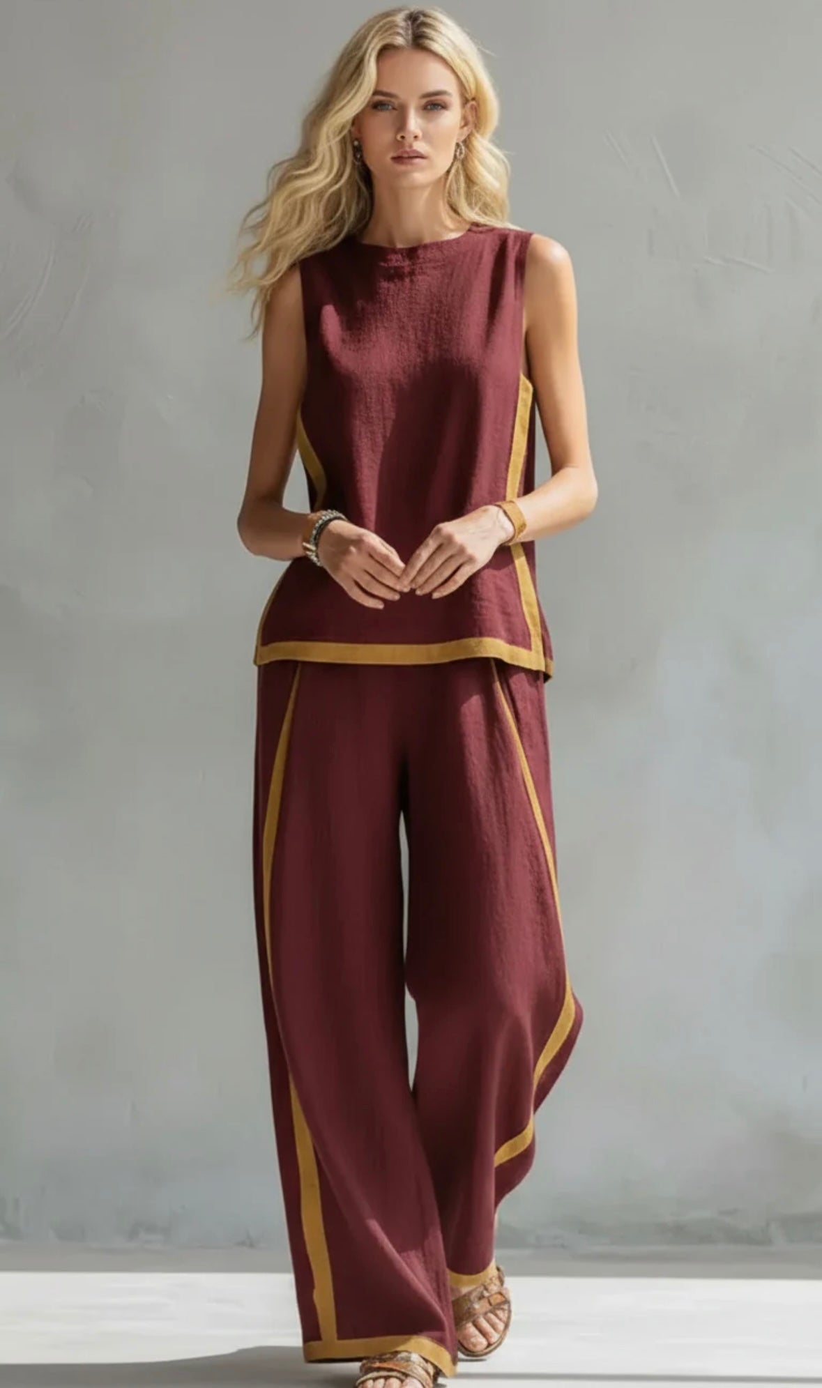 SHARON | Clean-lined sleeveless top and trousers