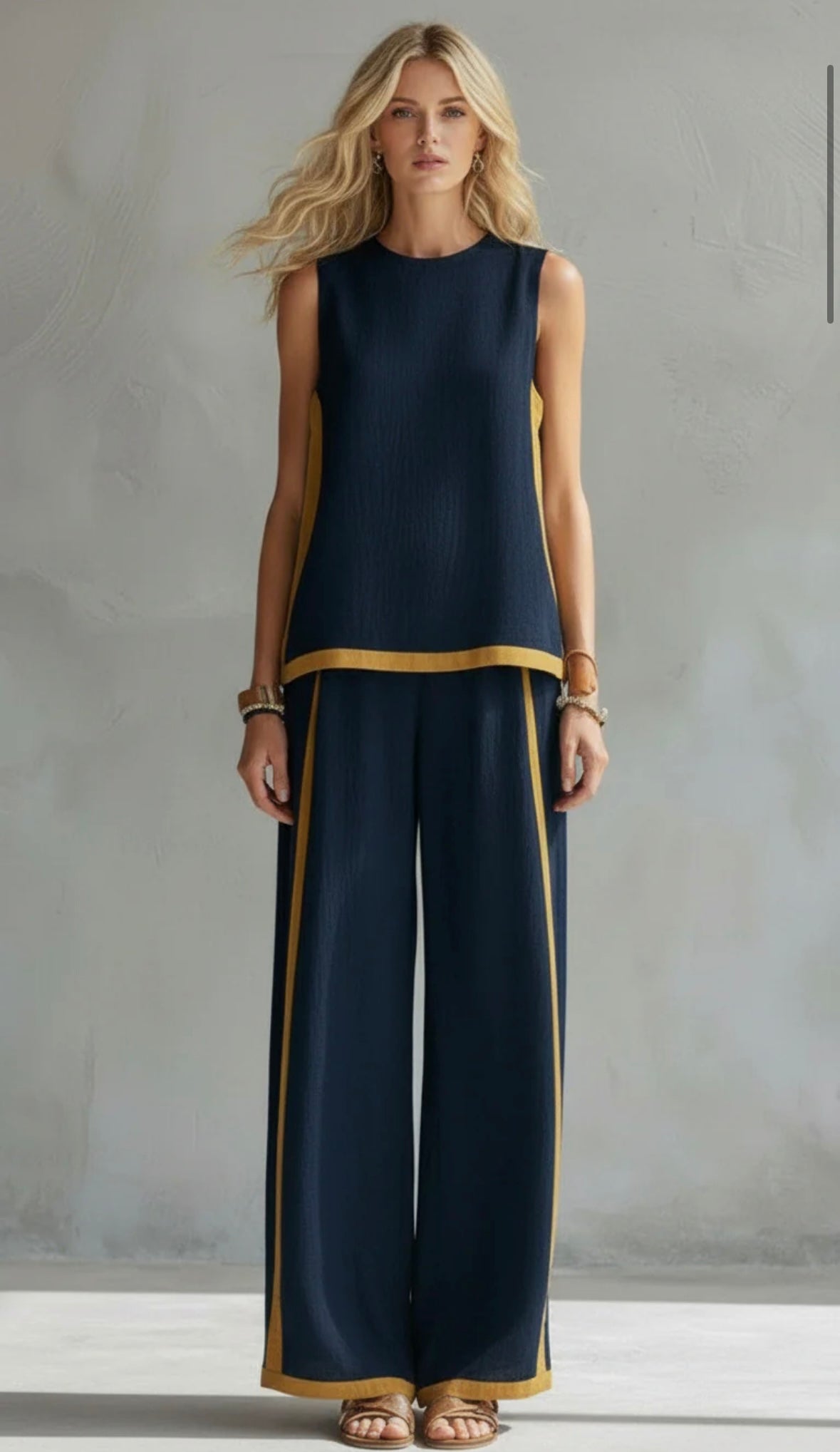 SHARON | Clean-lined sleeveless top and trousers