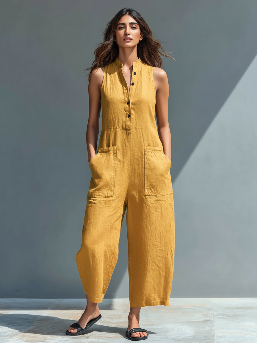 EILEEN | Sleeveless jumpsuit with a mandarin collar