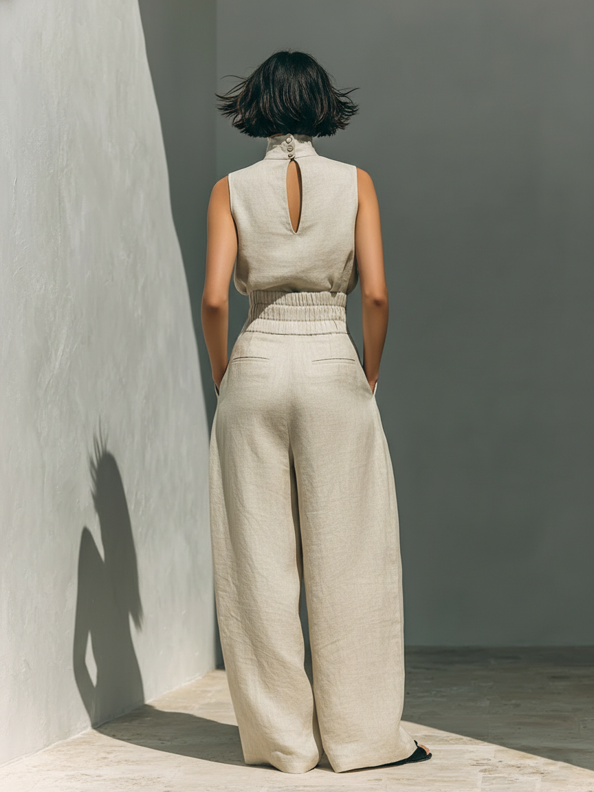 PATRICIA | High-neck top with wide-leg pants