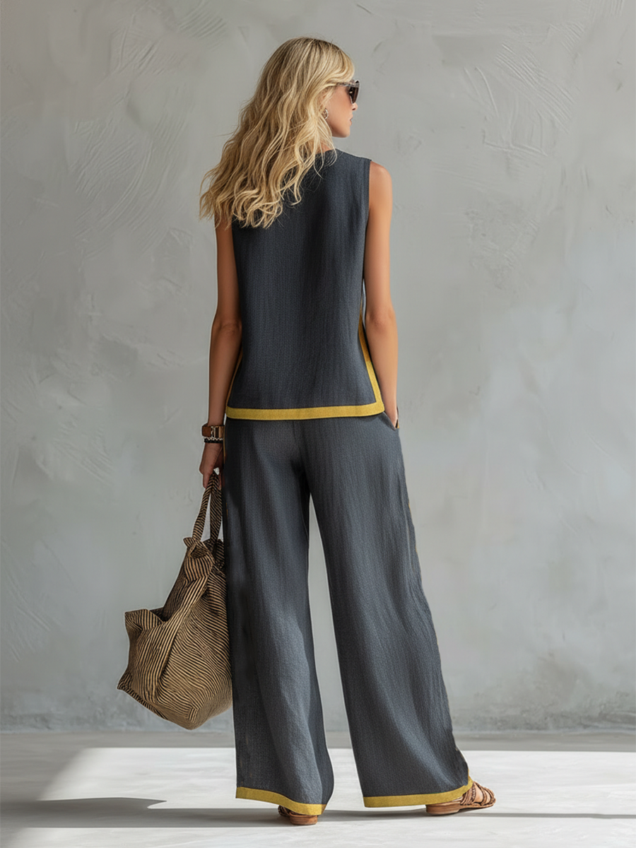 SHARON | Clean-lined sleeveless top and trousers