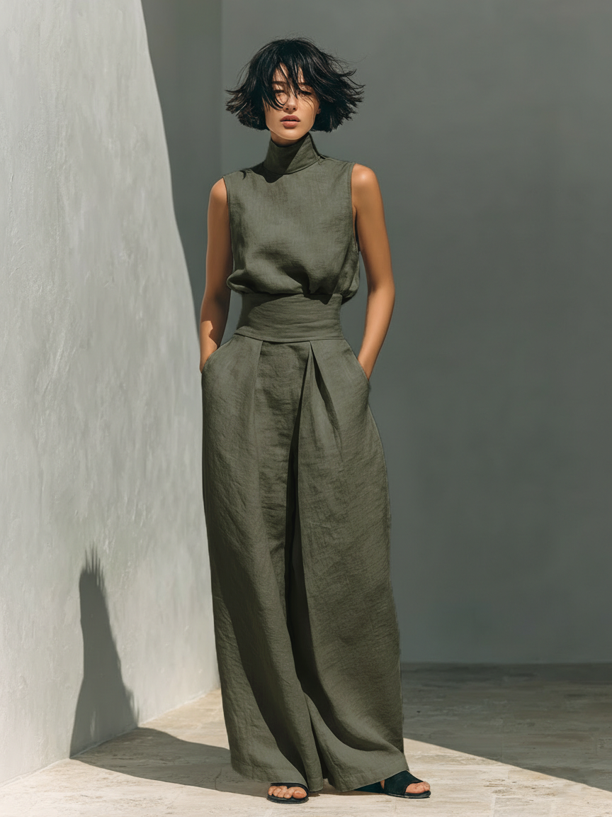 PATRICIA | High-neck top with wide-leg pants