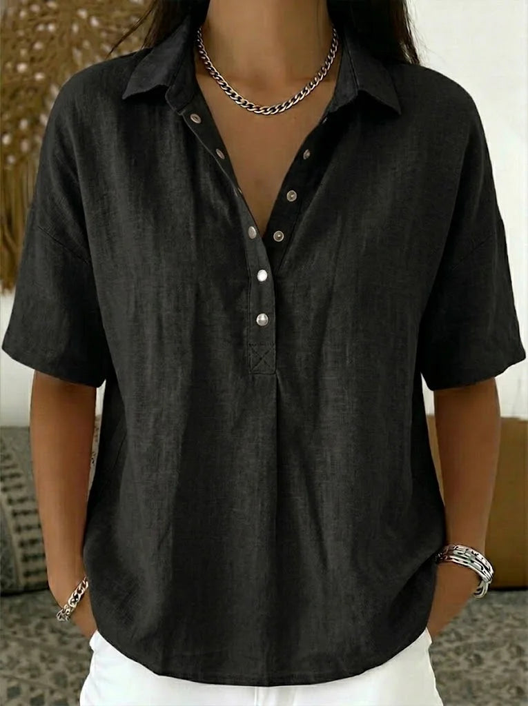 CHERYL | Collared blouse with a button placket