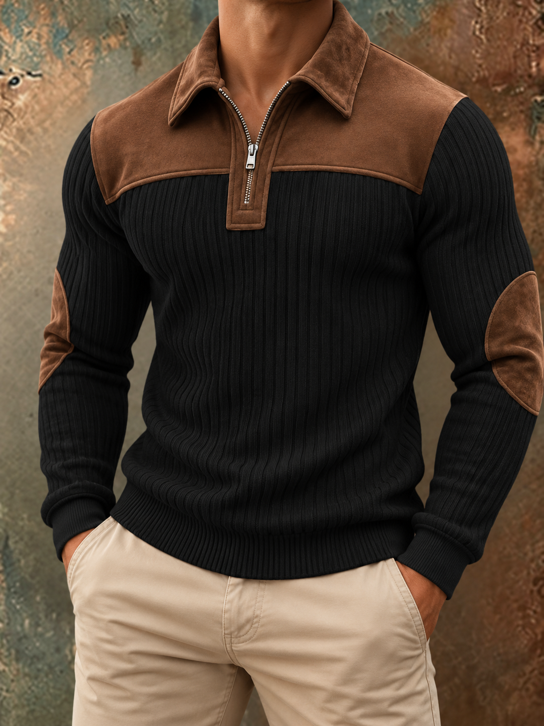 LARS | Ribbed half zip sweater
