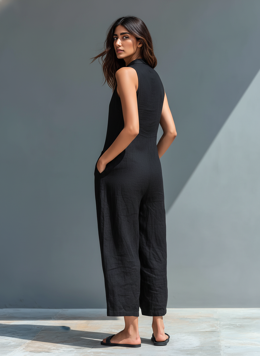 EILEEN | Sleeveless jumpsuit with a mandarin collar