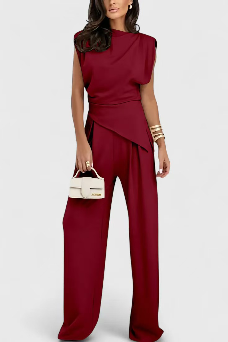 DIANE | Draped top with wide-leg trousers