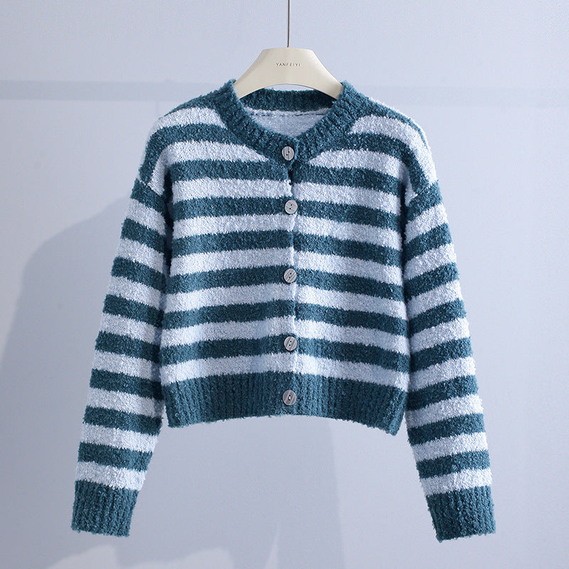 CELIA | Striped cardigan cut to hang open