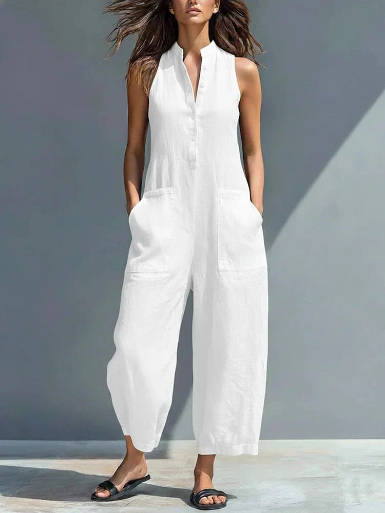 EILEEN | Sleeveless jumpsuit with a mandarin collar