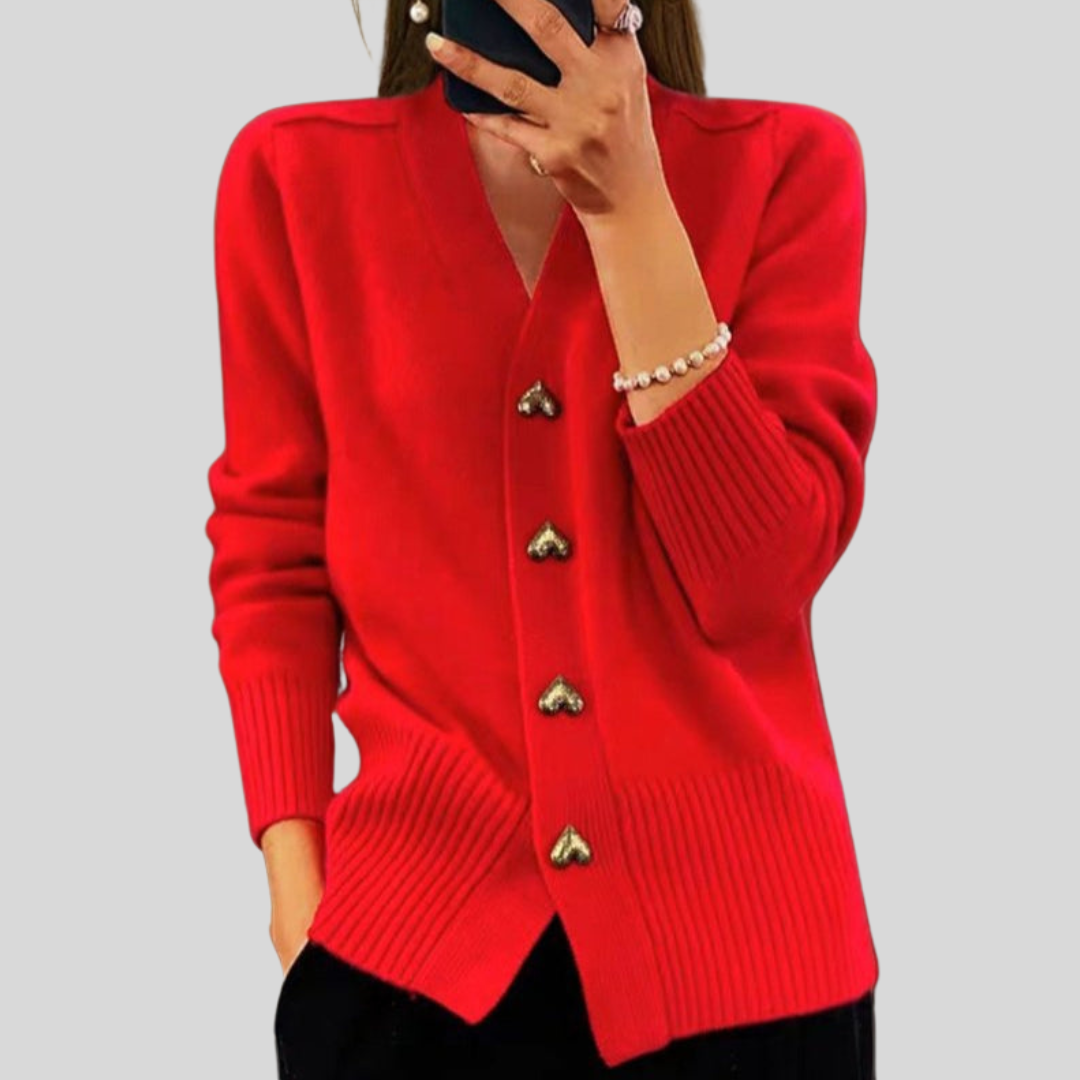 EILEEN | V-neck with heart buttons