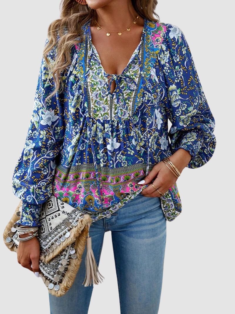 JOSEPHINE | Floral blouse with ruffle cuffs
