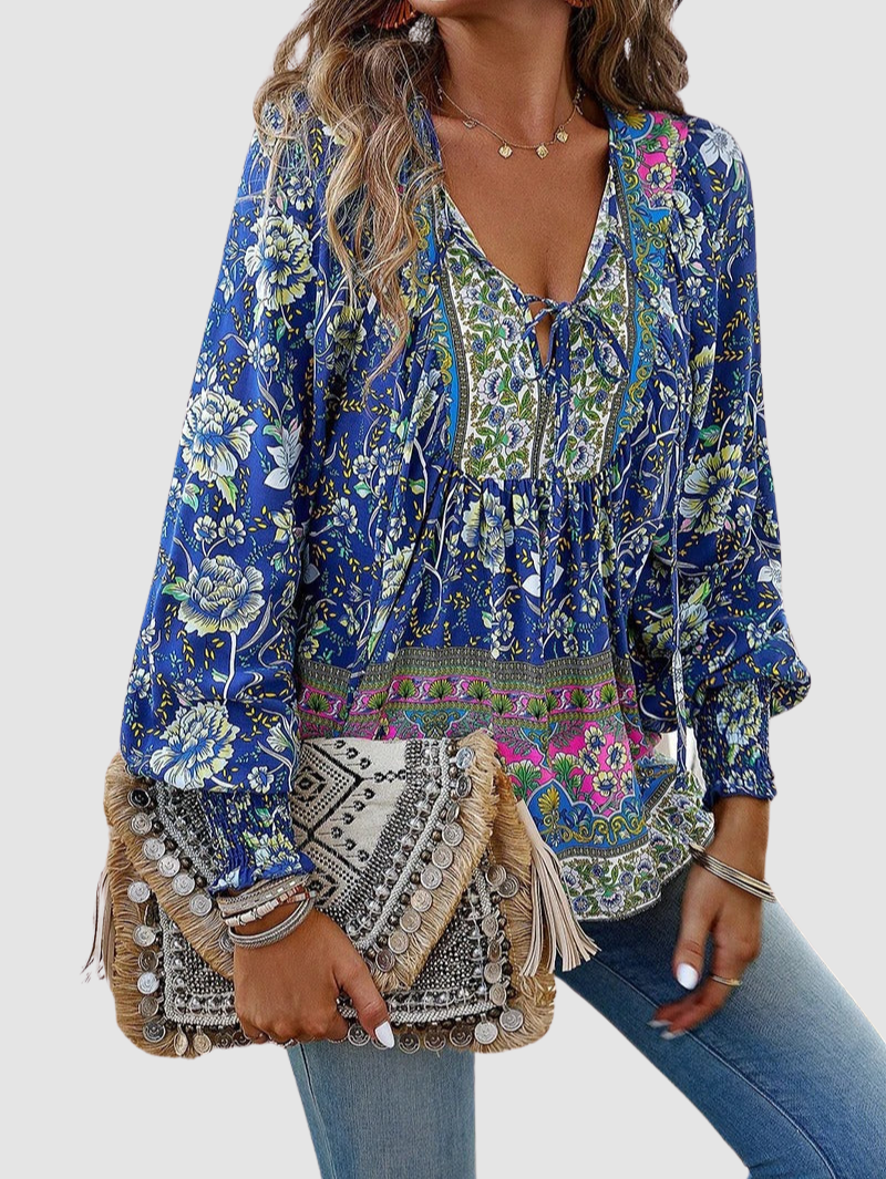 JOSEPHINE | Floral blouse with ruffle cuffs