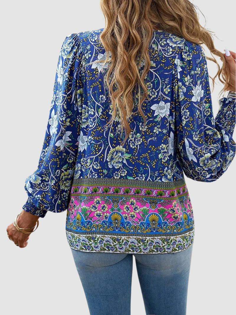 JOSEPHINE | Floral blouse with ruffle cuffs