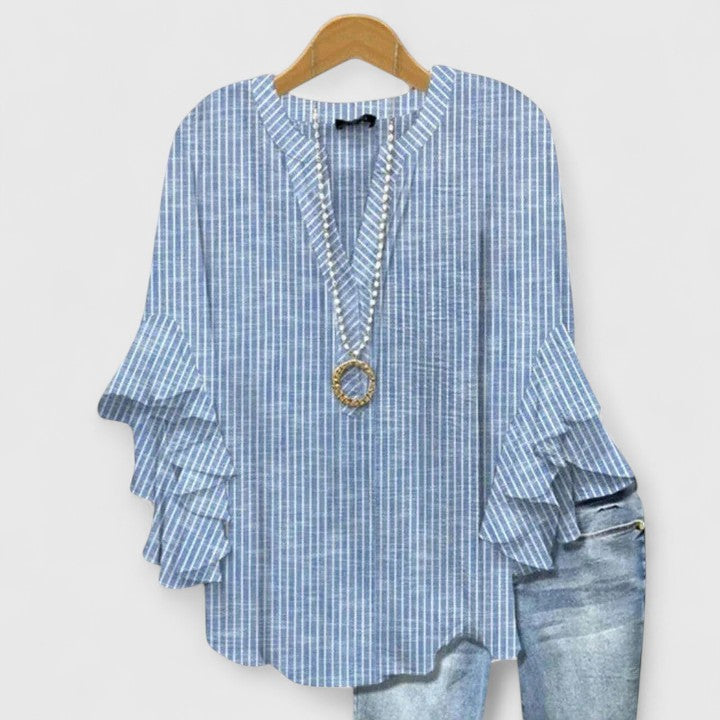 BRENDA | Floral blouse with layered ruffle sleeves