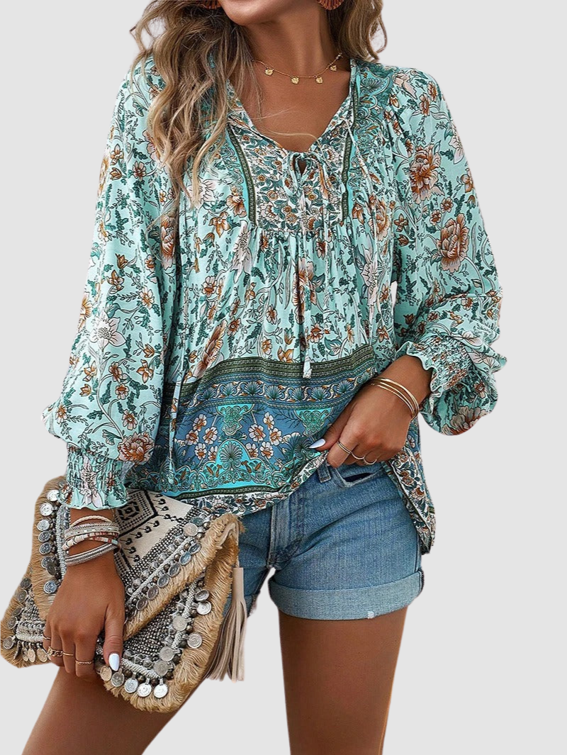 JOSEPHINE | Floral blouse with ruffle cuffs