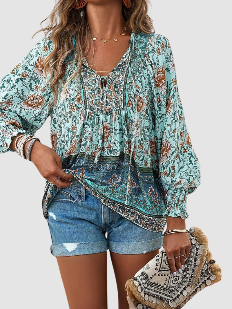 JOSEPHINE | Floral blouse with ruffle cuffs