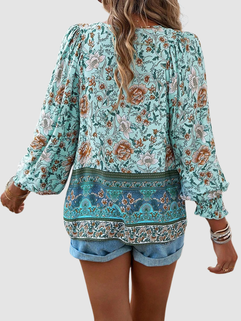 JOSEPHINE | Floral blouse with ruffle cuffs